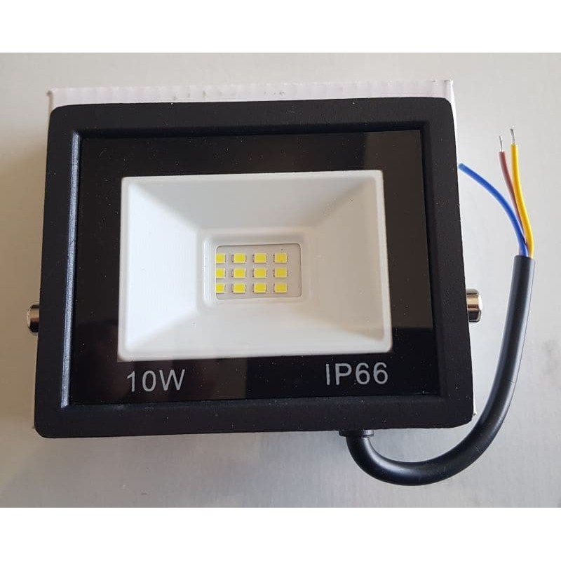 Projecteur LED 10W IP66 blanc froid 6000K, compact et résistant aux intempéries.