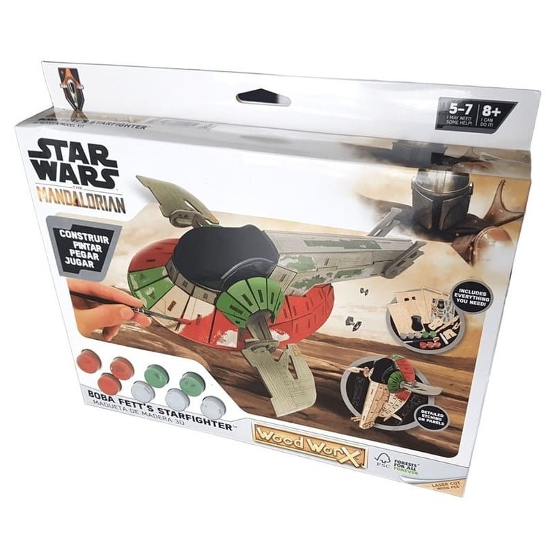 Maquette 3D Boba Fett’s Starfighter Wood Worx Colorific – Star Wars The Mandalorian – Brocaffaire