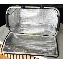 Panier pique‑nique pliable thermique vert à fleurs | Isotherme léger – Brocaffaire