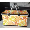 Panier isotherme pliable blanc à fleurs oranges – idéal pour garder vos aliments au chaud ou au froid.