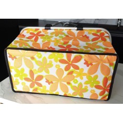 Panier isotherme pliable blanc à fleurs oranges | Pique‑nique & courses – Brocaffaire