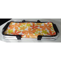 Panier isotherme pliable blanc à fleurs oranges | Pique‑nique & courses – Brocaffaire