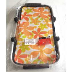 Panier isotherme pliable blanc à fleurs oranges | Pique‑nique & courses – Brocaffaire