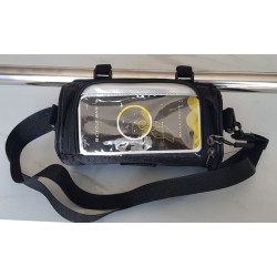 Sacoche de guidon de vélo étanche noire – 3‑en‑1 : guidon, selle ou bandoulière.