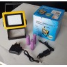 Lampe LED portable 100W avec batterie, blanc froid, 20 SMD, IP65, double chargeur.