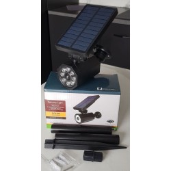 Lampe solaire 8 LED lumière neutre avec détecteur de mouvement et crépuscule – hauteur 66 cm.