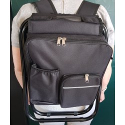 Chaise de pêche pliante 3‑en‑1 noire | Sac à dos + sac thermique – Brocaffaire