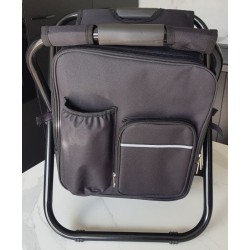 Chaise de pêche pliante 3‑en‑1 noire | Sac à dos + sac thermique – Brocaffaire