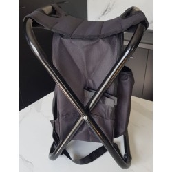 Chaise de pêche pliante 3‑en‑1 noire | Sac à dos + sac thermique – Brocaffaire