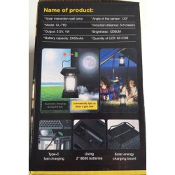 Lampe Solaire 60 LED COB 1200 LM – 5 Modes & Télécommande – Détecteur Mouvement | Brocaffaire
