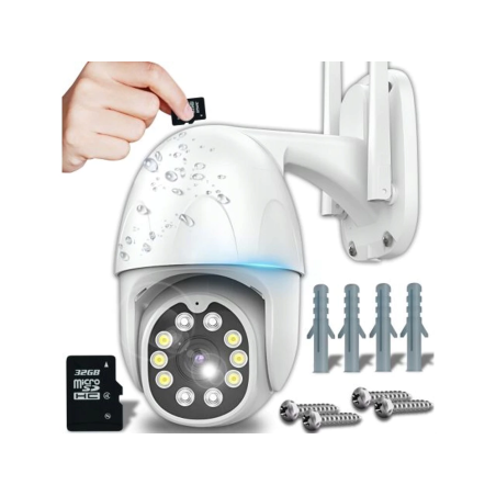 Caméra extérieure WiFi rotative avec zoom 4X et vision nocturne