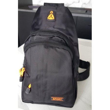 Sac à dos compact noir à une seule bandoulière – unisexe, pratique et multi‑poches
