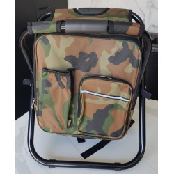 Chaise pliante camouflage avec sac à dos thermique intégré pour activités outdoor