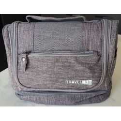 Trousse de toilette de voyage grande capacité avec crochet, poches multiples et tissu imperméable