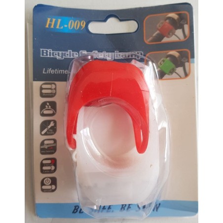 Éclairage vélo LED avant (blanc) et arrière (rouge) en silicone – étanche et facile à installer.