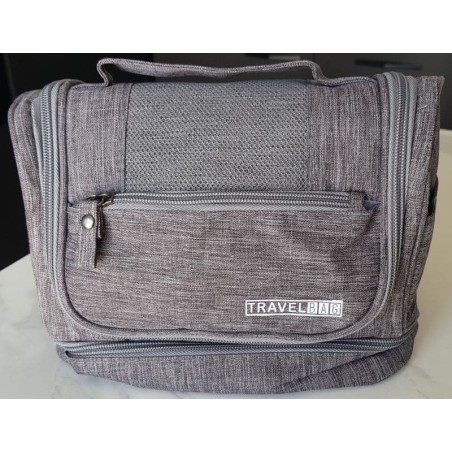 Trousse de toilette de voyage grande capacité avec crochet, poches multiples et tissu imperméable