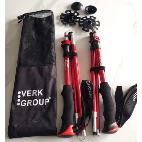 Bâtons de marche nordique Verk Group rouges avec housse et embouts interchangeables