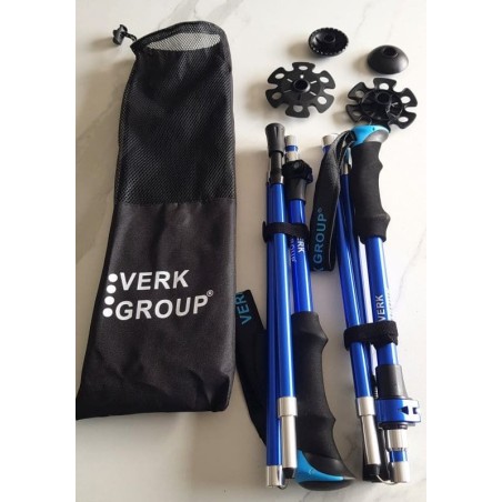 Bâtons de marche nordique Verk Group bleus avec housse et embouts interchangeables