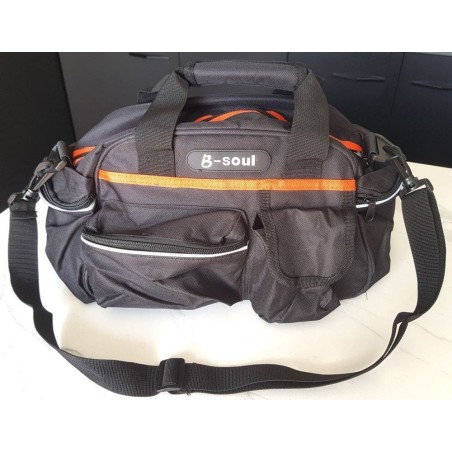 Sacoche de vélo grand coffre 15L noire – imperméable avec poches et bande réfléchissante.