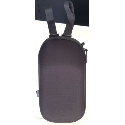 Sacoche de guidon pour trottinette noire, étanche, avec étui téléphone transparent.