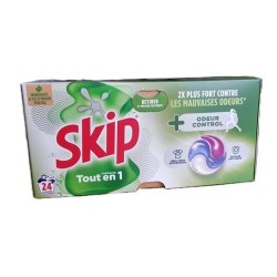 Skip Tout en 1 + Odeur Control – 24 capsules