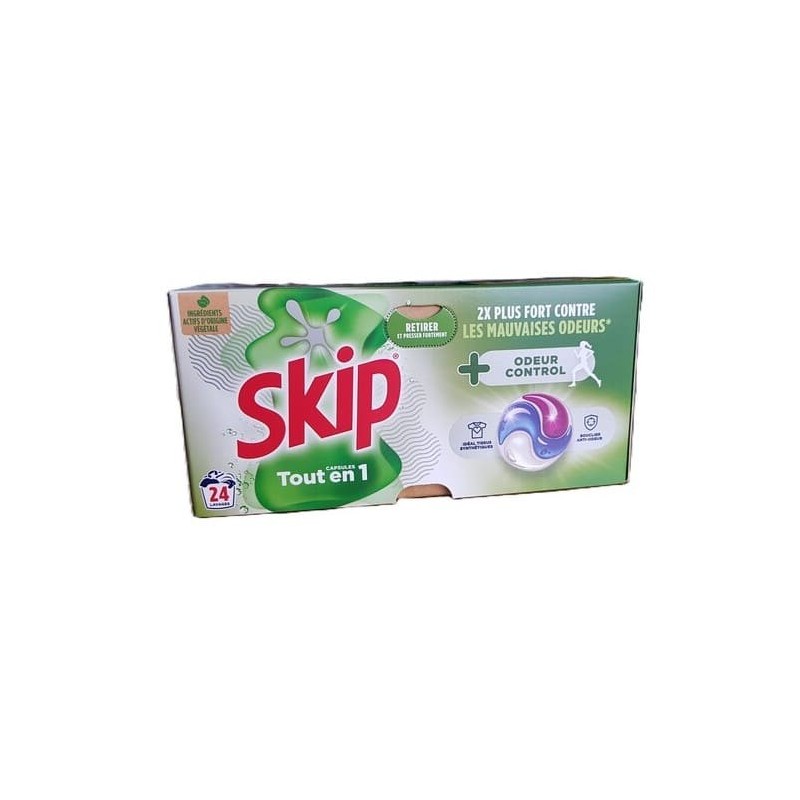 Skip Tout en 1 + Odeur Control – 24 capsules