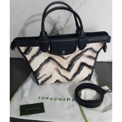 Sac Longchamp Le Pliage Héritage noir et beige – Occasion