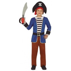 Déguisement pirate garçon bleu et marron 10‑12 ans