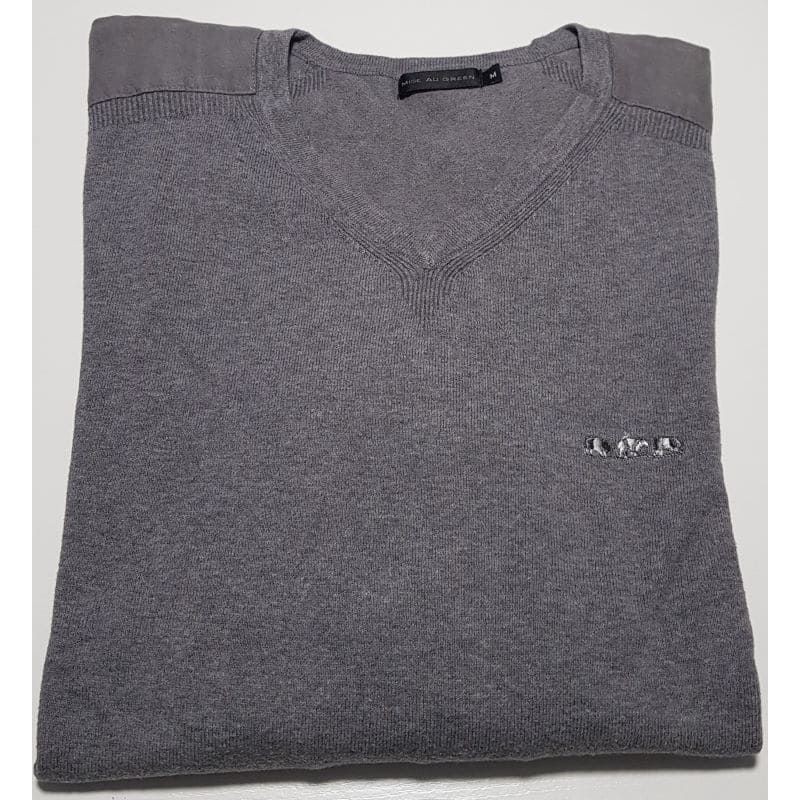 Pull Mise au Green gris col V taille M – Brocaffaire