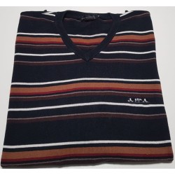 Pull Mise au Green rayé noir et brun taille M – Brocaffaire