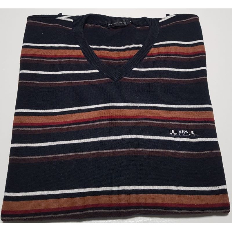 Pull Mise au Green rayé noir et brun taille M – Brocaffaire