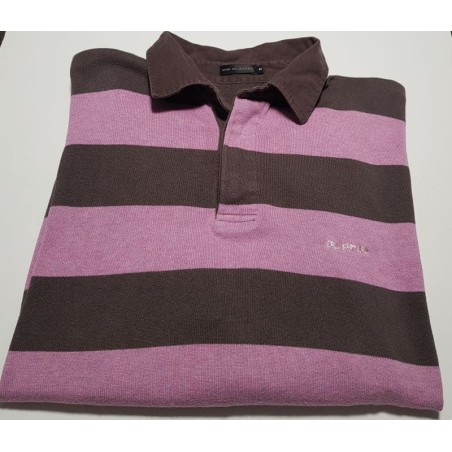 Pull Mise au Green rayé brun et rose taille M – Brocaffaire