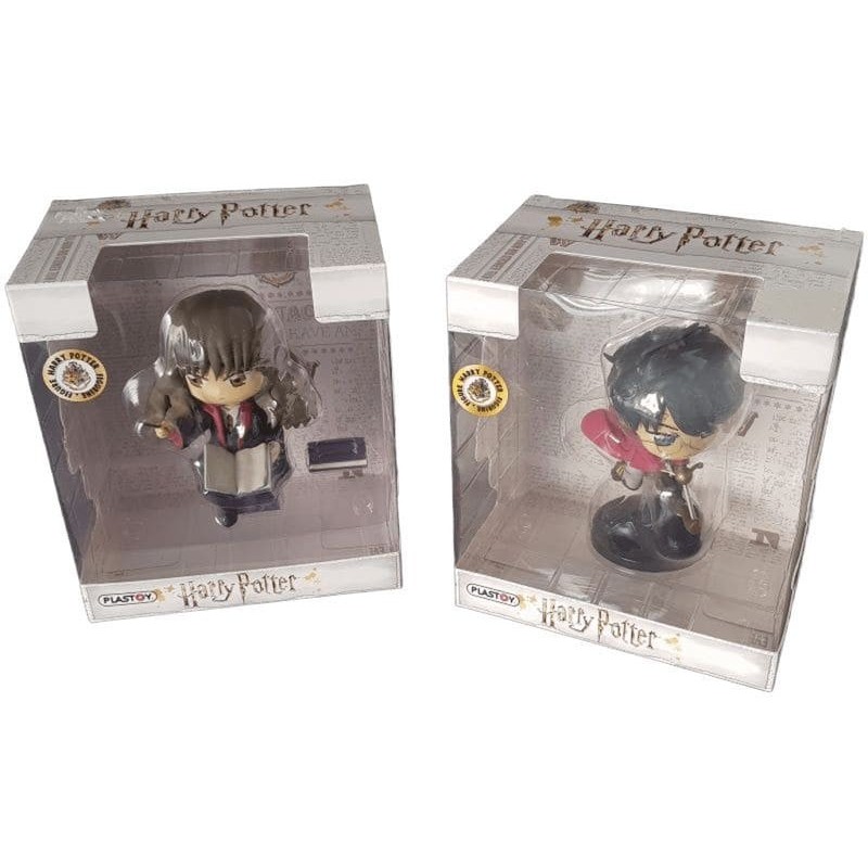 Figurines Plastoy Harry Potter : Hermione étudiant un sort et Harry en tenue de Quidditch