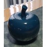 Pomme décorative en céramique bleue de 18 cm – Objet déco d’occasion en bon état