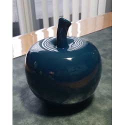 Pomme décorative en céramique bleue 18 cm – Objet déco d’occasion | Brocaffaire
