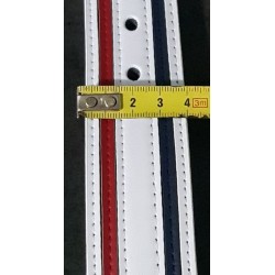 Ceinture en cuir blanc bleu rouge 110 cm – Accessoire neuf | Brocaffaire