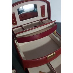 Boîte à bijoux 3 étages rouge bordeaux avec clé – Occasion | Brocaffaire