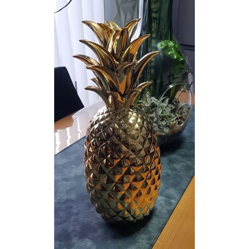 Ananas décoratif en céramique couleur or – 44 cm