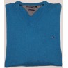 Pull Tommy Hilfiger bleu clair col V en taille L – très bon état