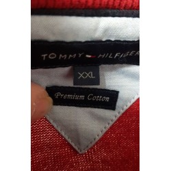 Pull Tommy Hilfiger Rouge Col V Taille XXL – Occasion Très Bon État | Brocaffaire