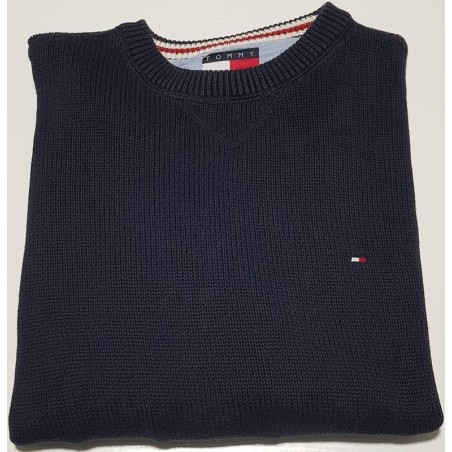 Pull Tommy Hilfiger bleu marine col rond en taille M – très bon état