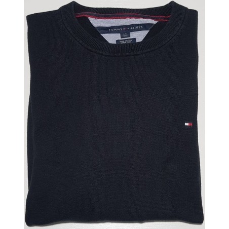 Pull Tommy Hilfiger noir col rond en taille L – très bon état