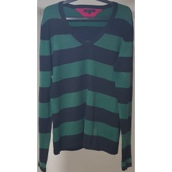 Pull Léger Tommy Hilfiger Noir et Vert Col V Taille L – Occasion Très Bon État | Brocaffaire