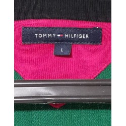 Pull Léger Tommy Hilfiger Noir et Vert Col V Taille L – Occasion Très Bon État | Brocaffaire
