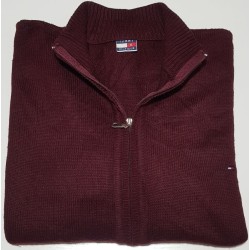 Gilet zippé Tommy Hilfiger bordeaux XL en bon état – vêtement homme d’occasion