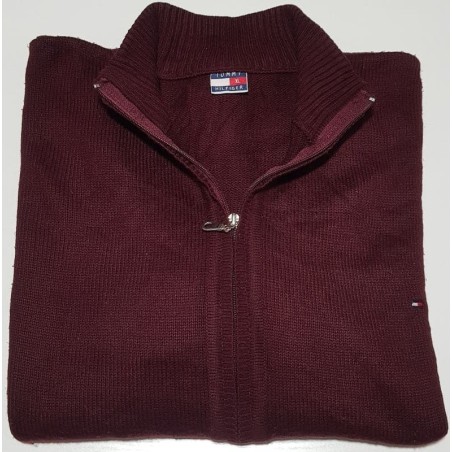 Gilet zippé Tommy Hilfiger bordeaux XL en bon état – vêtement homme d’occasion