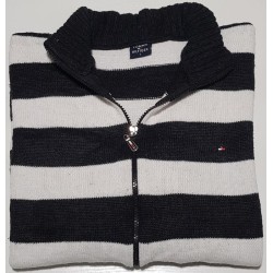 Gilet Tommy Hilfiger rayé noir et blanc L – vêtement homme d’occasion
