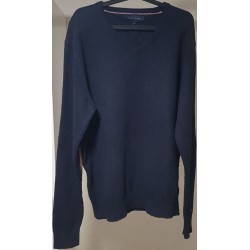 Pull Tommy Hilfiger bleu marine col V XL – Occasion bon état | Brocaffaire
