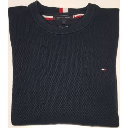 Pull bleu marine Tommy Hilfiger col rond L – vêtement homme d’occasion