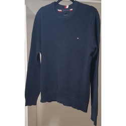 Pull Tommy Hilfiger bleu marine col rond L – Occasion très bon état | Brocaffaire